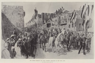 El Emperador Alemán y su Estado Mayor entrando en Jerusalén por la Puerta de Jaffa de Melton Prior